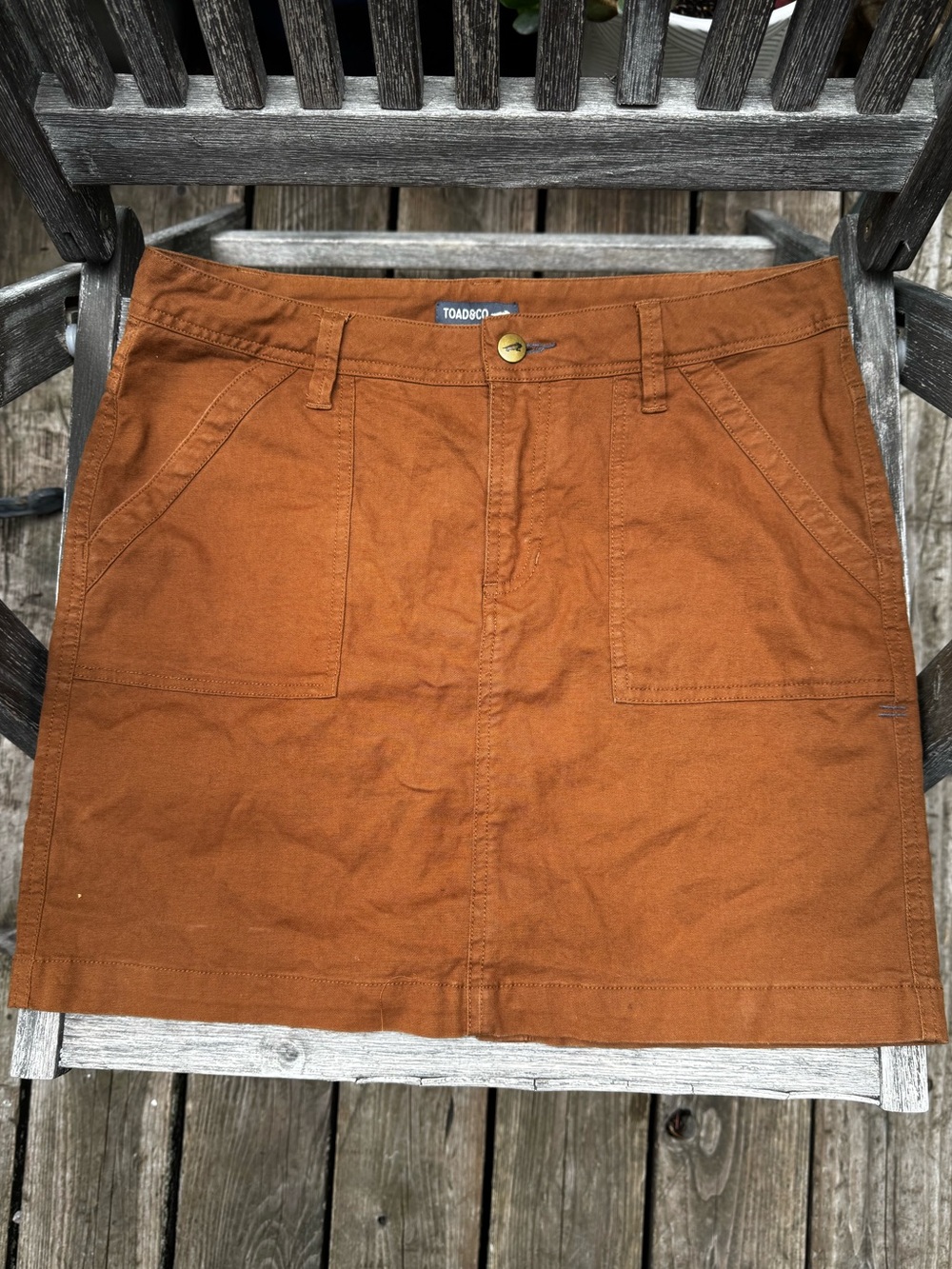 Toad&Co Rust Brown Organic Cotton Mini Skirt
